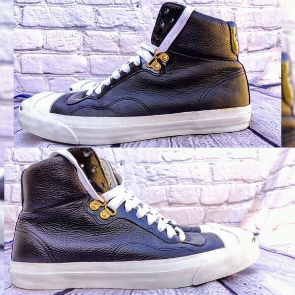 Converse Jack Purcell black/white leather high top - Picture 7 of 12